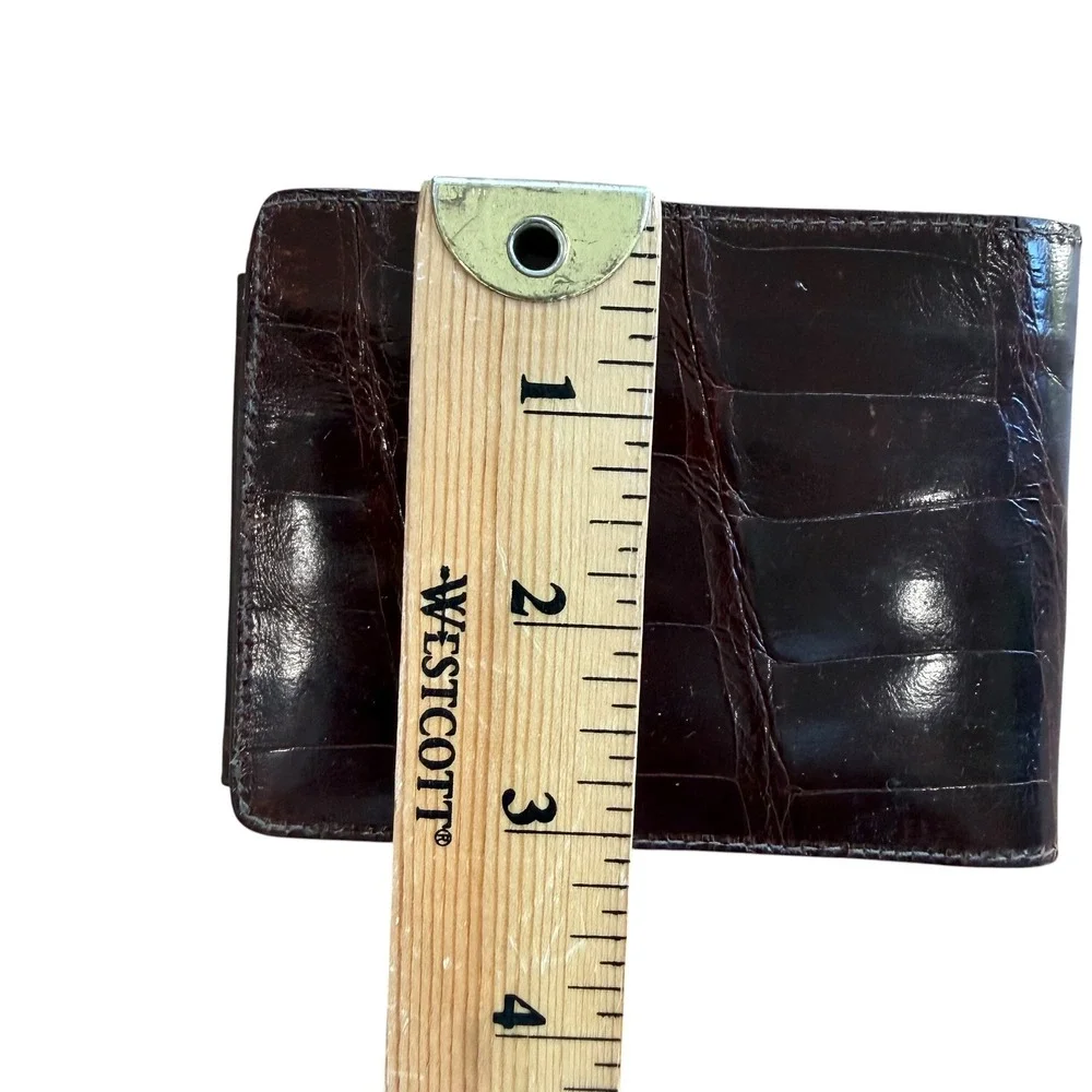 Tex Tan Mens Real Alligator Leather Bifold Wallet Brown Exotic Hideaway Pocket